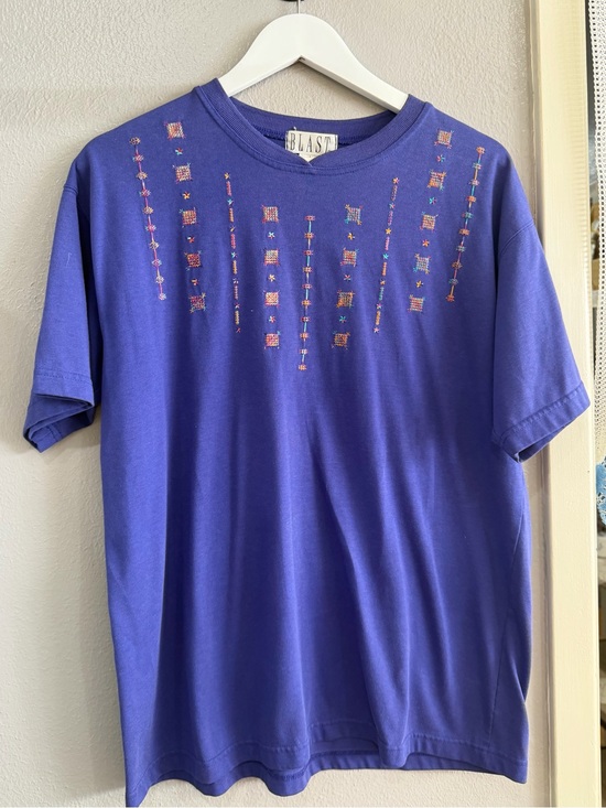 Blast Tops - WoMen’s Purple Embroidered Short Sleeve Shirt